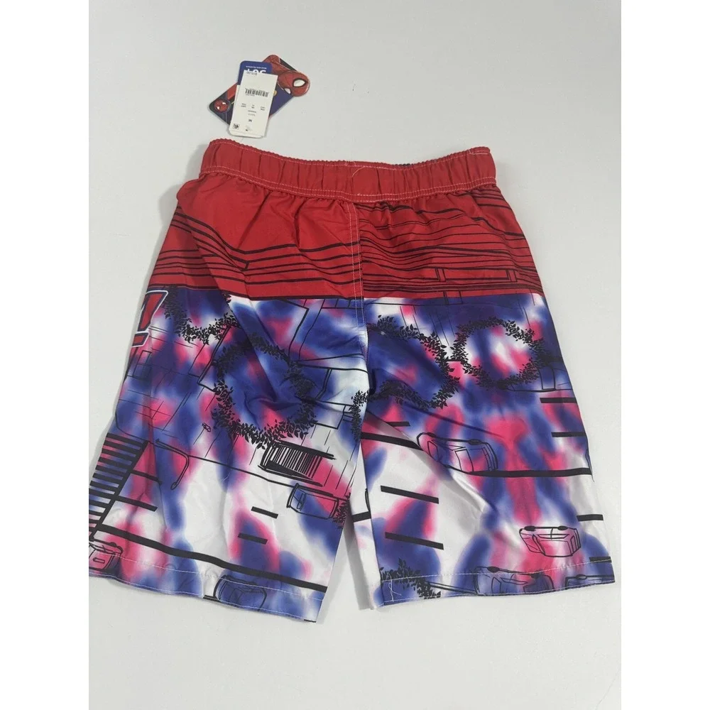 Boys‎ Marvel  Spider-Man Swim Trunk Shorts Bathing Suit Red Peter Parker Sz M